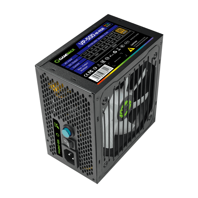 Блок питания ATX 500W GameMax VP-500-RGB 80+, Ultra quiet